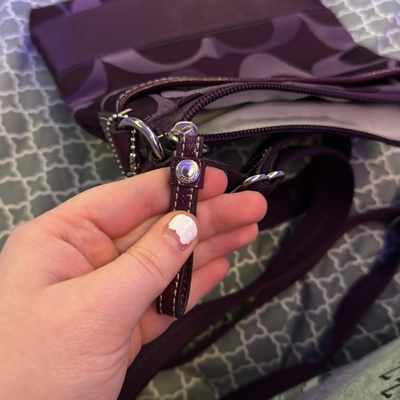 COACH Purple Jacquard Signature C Crossbody Messenger Shoulder Bag - Picture 5 of 14